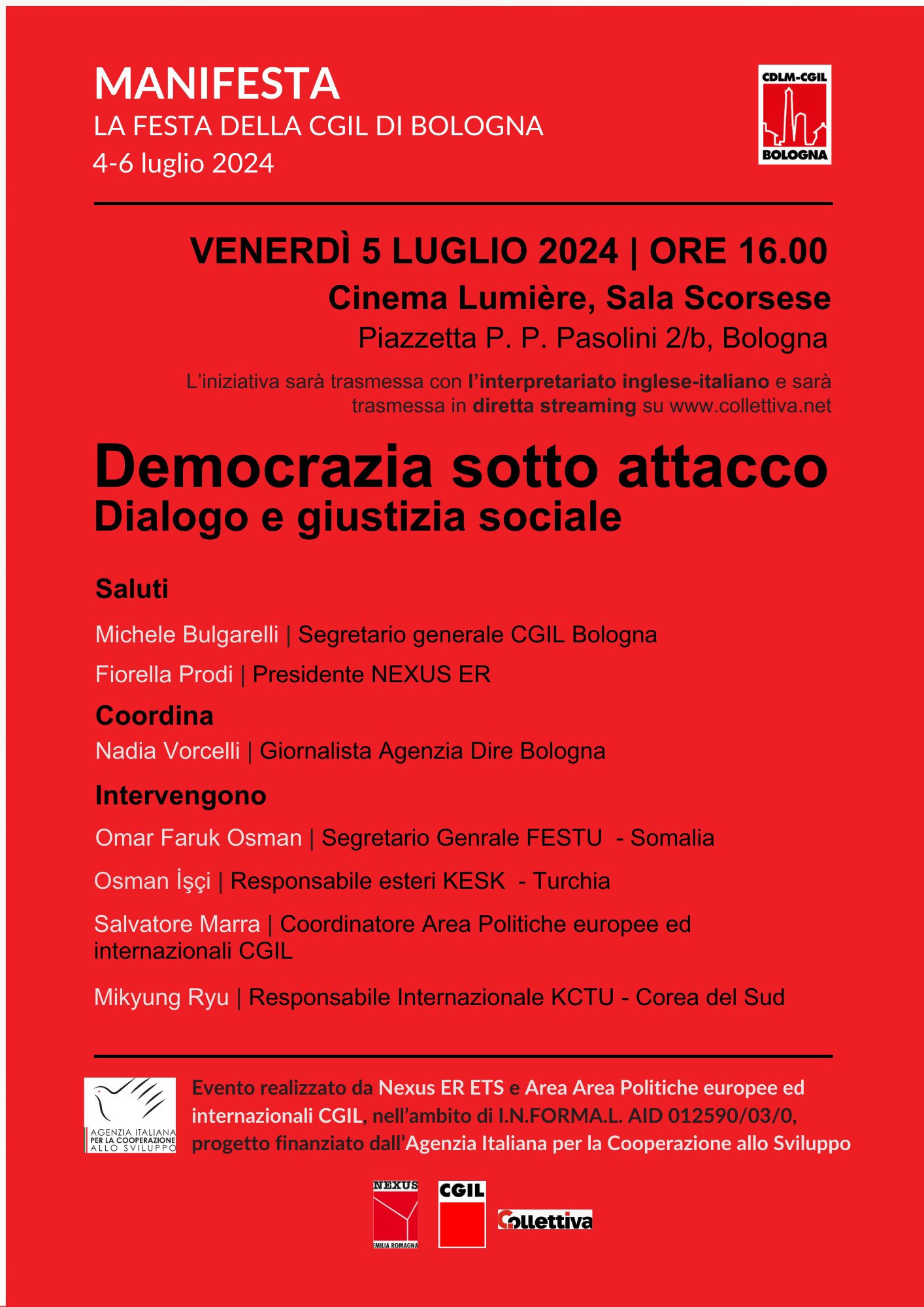 La democrazia e il ruolo dei sindacati nella difesa del lavoro e dello stato di diritto.